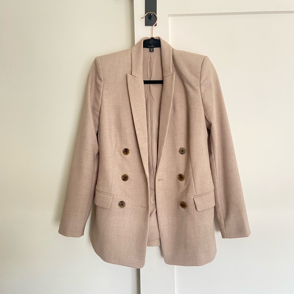 Women's Beige Double-Breasted Blazer